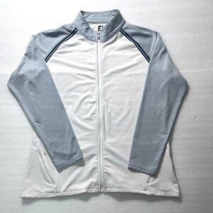FootJoy FJ White Gray Long Sleeve Full Zip Active Golf Sweater Women's XL